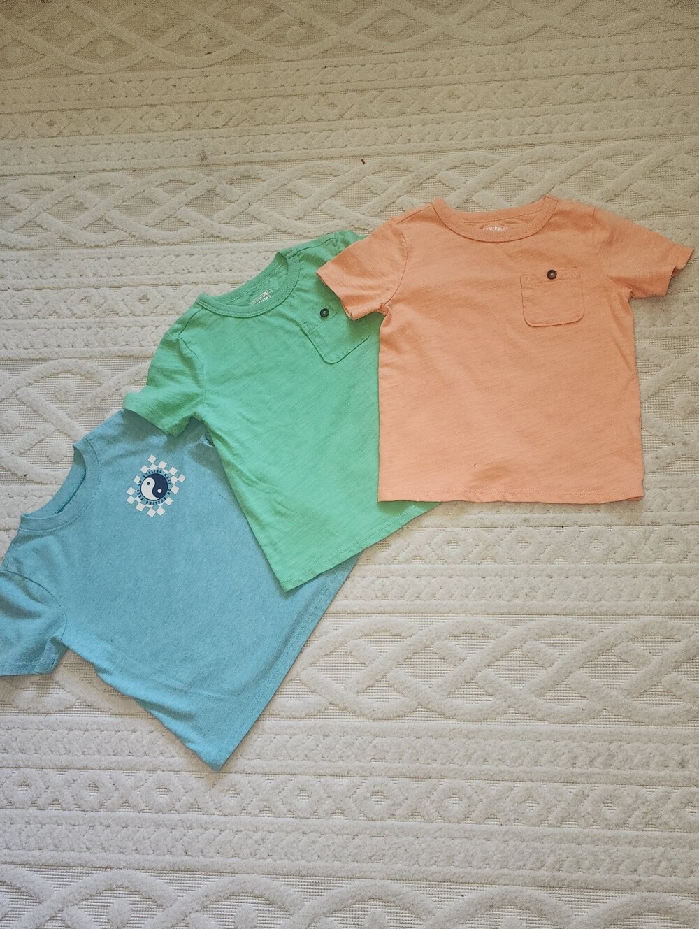 3T Kids' Short Sleeve Pocket Tee - Peach, Blue, Mint